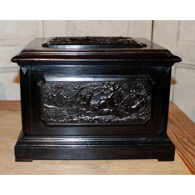 Antique Black Forest Carved Humidor with Wild Boar, 1870 For Sale - Image 4 of 13