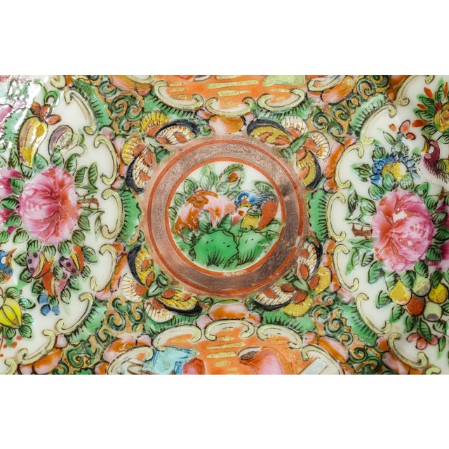 Wonderful Collection (4) Antique Chinese Export Small Rose Medallion Porcelain Plates Hand Painted Famille Rose Chinoiserie Home Decor For Sale - Image 9 of 18