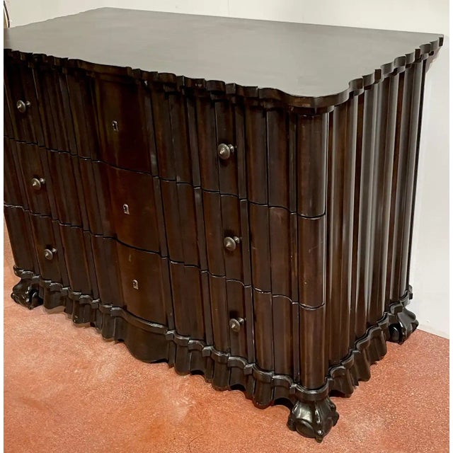 Rococo Late 20th Century Portuguese Rococo Ebonized Three-Drawer Chest For Sale - Image 3 of 9