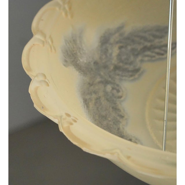 Mid 20th Century Mid 20th Century Traditional Floral Cast Glass Semi Flush Mount Light For Sale - Image 5 of 9