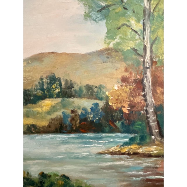 Olive Vintage American Landscape Oil Painting. Signed For Sale - Image 8 of 10