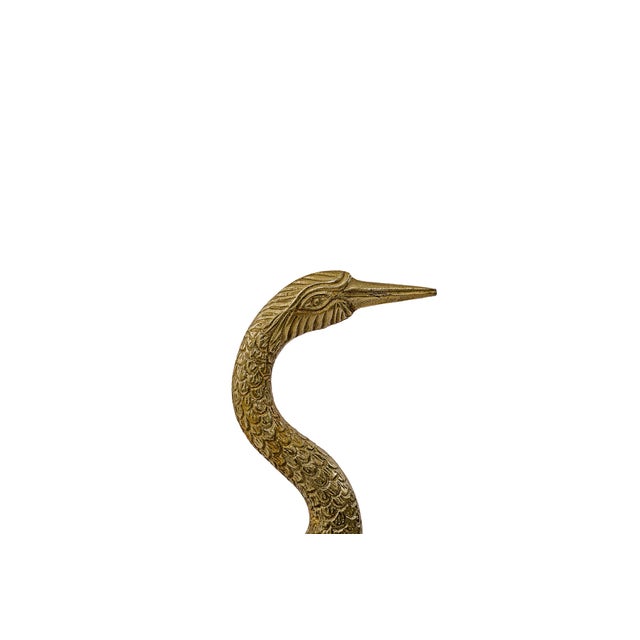 Metal Vintage 24" Bronze & Brass Casted Mid-Century Chinoiserie Cranes For Sale - Image 7 of 12