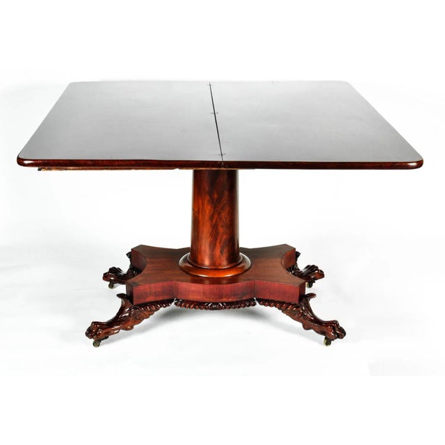 Antique European large mahogany folding table with wheeled claw feet. Excellent condition. Open the table Measures: 29...