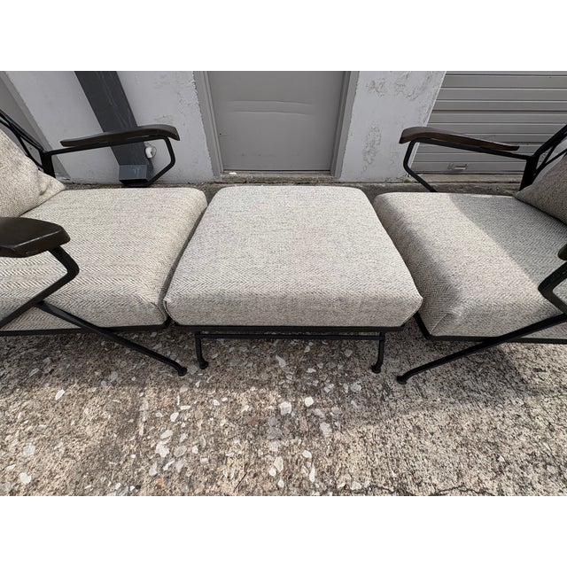 Pair of Italian Maurizio Tepestini Wrought Iron Chairs and Ottoman For Sale - Image 10 of 14