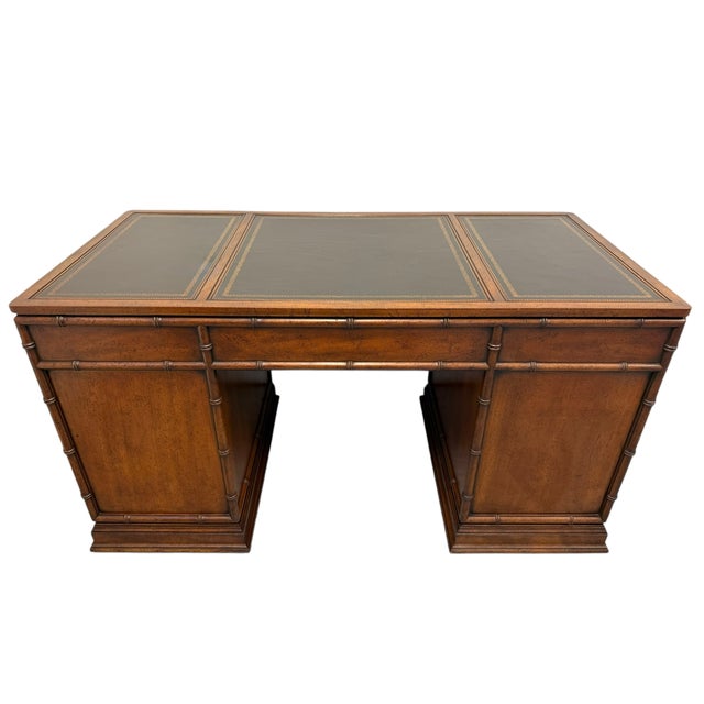 Brown 1960s Faux Bamboo Sligh Lowry Desk For Sale - Image 8 of 11