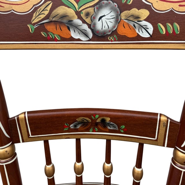 Wood Vintage Amish Hand-Painted Folk Art Wooden Chairs – Set of 2, Country Style For Sale - Image 7 of 18