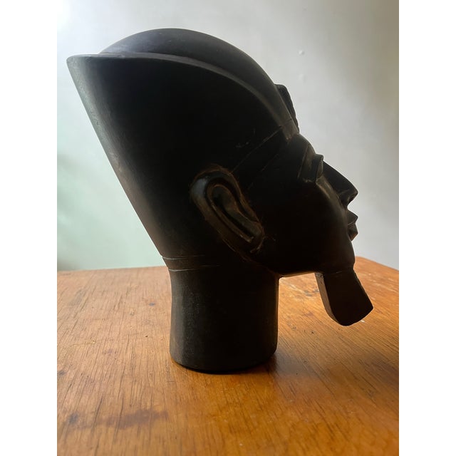 Stone Beautiful Vintage Egyptian Busts Handcarved Stone Bookends Pair For Sale - Image 7 of 12