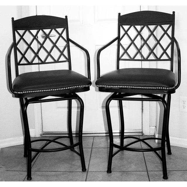 Vintage Bar Stools With Custom Made Studded Seats a Pair Chairish