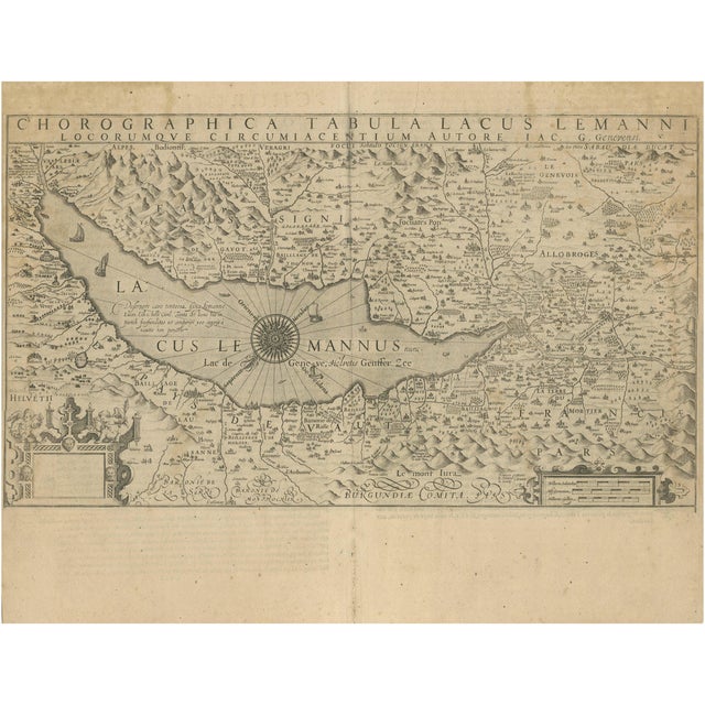 Map of Lake Geneva and Surroundings by Hondius For Sale