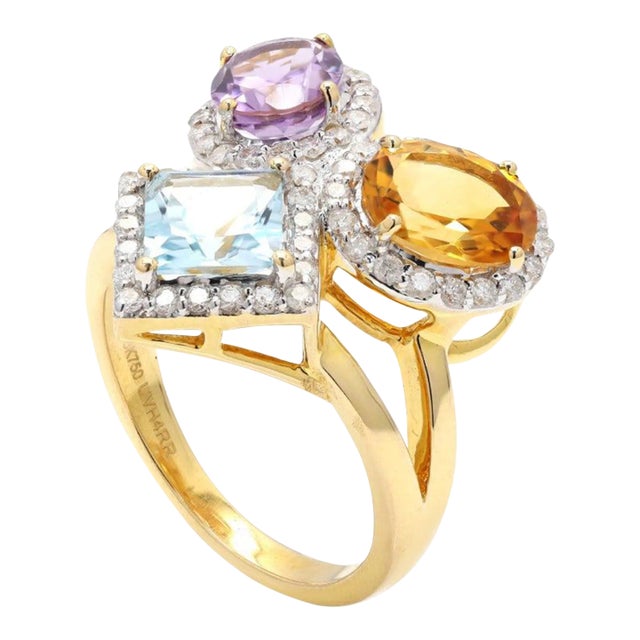 This is part of Chairish’s Fine Jewelry assortment. Semi Precious Gemstone Cocktail Ring in 18K gold which perfectly goes...