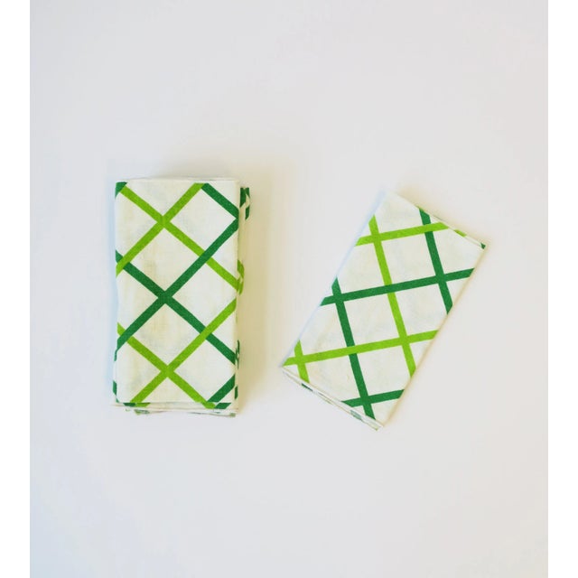 Vintage Kelly Green Cotton Dinner Napkins, Set of 6 For Sale - Image 4 of 13