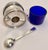 1990s 1990s Walker and Hall Savoy Lidded Salt Cellar of Hotel Silver With Cobalt Glass Liner and Spoon - For Sale - Image 5 of 5