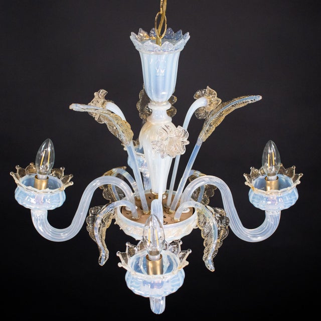 Baby Blue Vintage La Murrina Ca’ Rezzonico–Style Gold‑Infused Opaline Murano Chandelier For Sale - Image 8 of 18