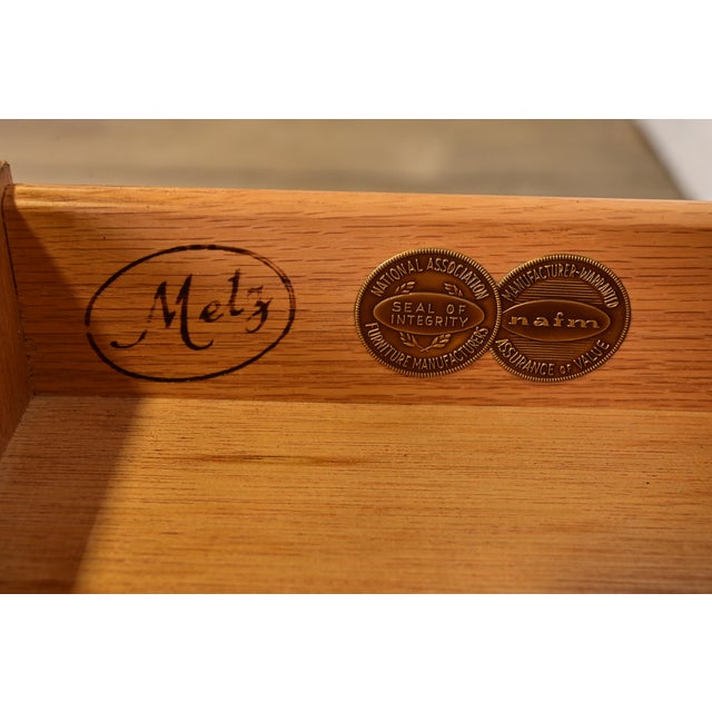 French Regency Louis XVI Carved Walnut Long Dresser or Credenza by Metz, 1960s For Sale - Image 9 of 16