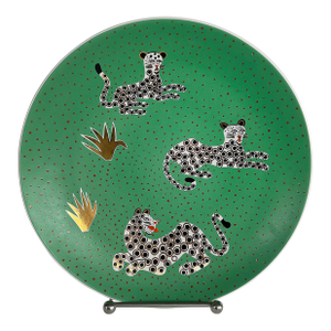 Waylande Gregory Studio Leopards Ceramic Charger With Stand