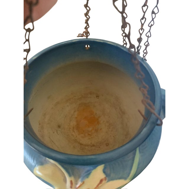 Ceramic Circa 1946 Roseville Art Pottery Hanging Planter With Zephyr Lily Pattern For Sale - Image 7 of 7