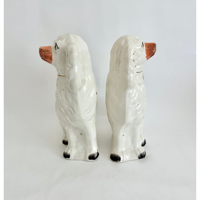 Antique 19th C White Staffordshire Spaniel Mantel Dogs - A Pair For Sale In Los Angeles - Image 6 of 18