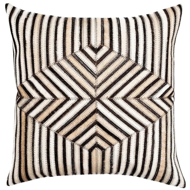 Canvello Set of 2 Genuine Cowhide Leather Decorative Throw Pillow With Feather Down Insert Included For Sale - Image 4 of 9