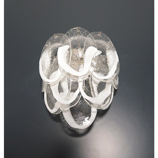 Vintage Italian Clear Lattimo Murano Glass Wall Lights from Mazzega, 1990s, Set of 2 For Sale - Image 11 of 17