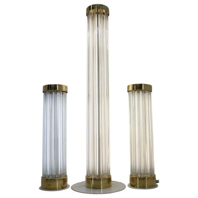 Glass & Brass Floor Lamps from Kamenicky Senov, 1960s, Set of 3 For Sale - Image 10 of 10