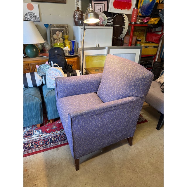 Plush Purple Upholstered Club Armchair For Sale - Image 10 of 12