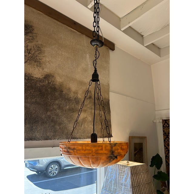 1930s French Art Deco Alabaster Plafonnier, Chandleier For Sale In Los Angeles - Image 6 of 10