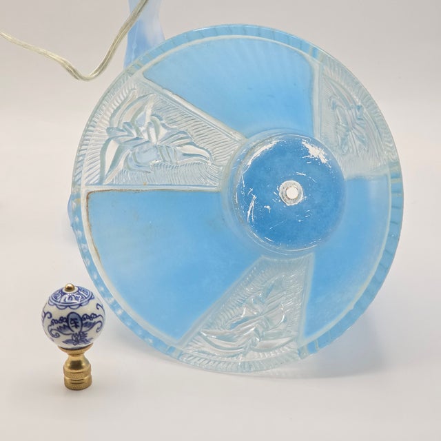 Vintage Walther & Sohne Art Deco Frosted Blue Mermaid Boudoir Lamp For Sale In Phoenix - Image 6 of 12