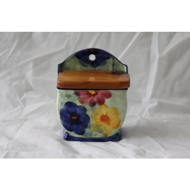 Flower Decor Ceramic Salt Box, 1950s For Sale - Image 4 of 18