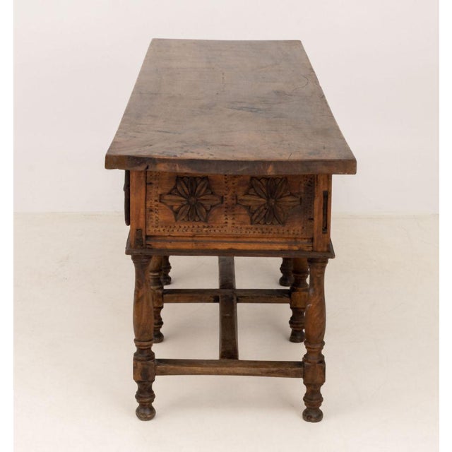 Spanish Baroque-Style Walnut Console Table For Sale - Image 9 of 11
