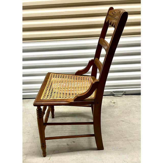 Wood Antique Late 1800s Eastlake Chairs With Cane Seats - Set of 4 For Sale - Image 7 of 10
