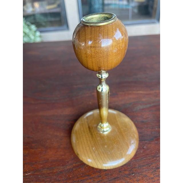 Workaday Handmade Mid Century Pair of Oregon Myrtle Wood Candle Holders For Sale - Image 4 of 5