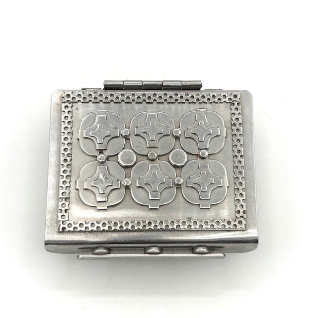 2008 stainless steel folk art hand crafted hinged box by Chicago artist and sculptor, Stanley Szwarc.
