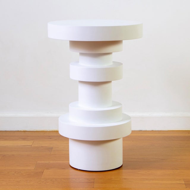 Sass Tall Side Table, White, Modern, Wood End Table, Factory 2nd, Modern Accent Table, Pedestal For Sale In New York - Image 6 of 11