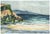 Double-sided mid century watercolor of Pleasure Point Cove, Monterey Bay by listed artist Doris Ann Warner (American,...