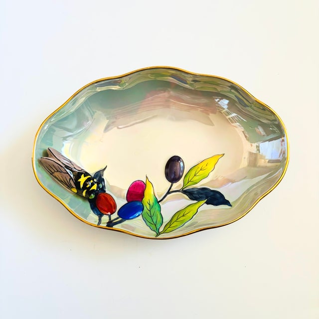 A lovely vintage art deco porcelain bowl, made in Japan by Noritake. Features a hand painted design in variety of colors...