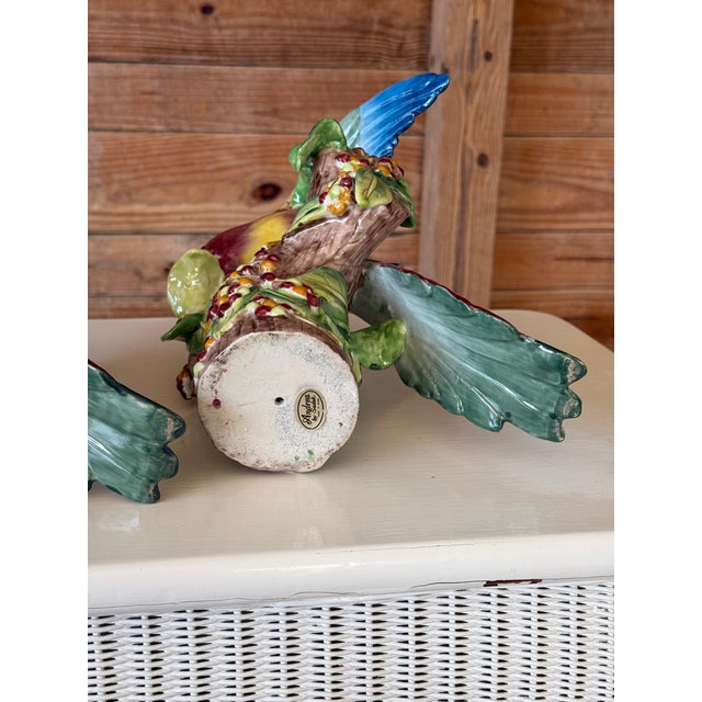 Vintage Sculptural Andrea by Sadek Hand-Painted Tropical Parrot Figurines – Pair For Sale - Image 10 of 12