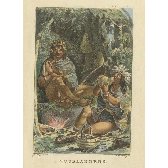 Paper Jaques Kuyper, Fuegians of Tierra del Fuego, Hand-Colored Print, 1805 For Sale - Image 7 of 10