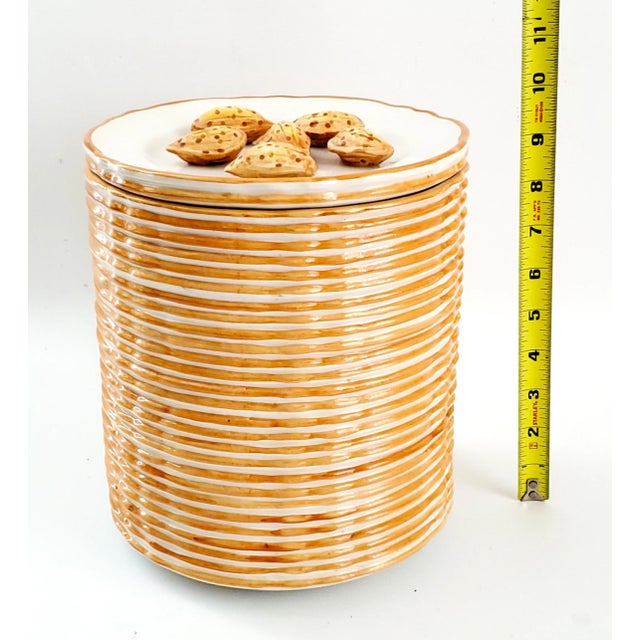 Italian Large Vintage Jar Trompe l'Oeil Plates & Walnuts Christine Viennet Style For Sale - Image 3 of 12