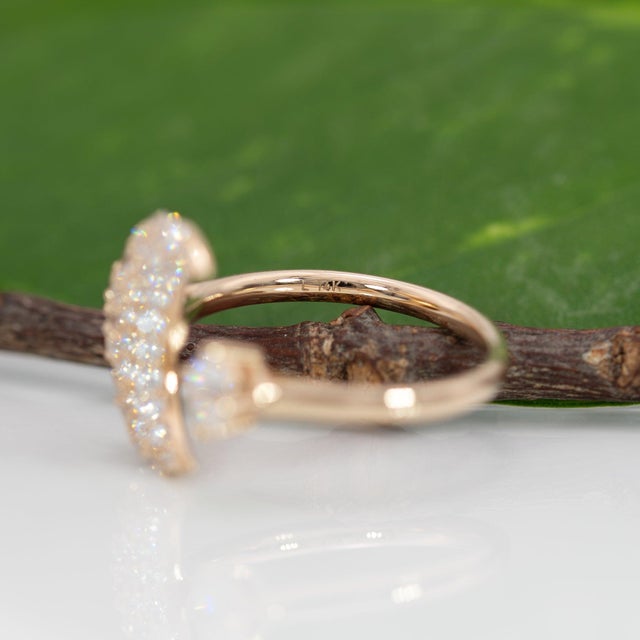 1.2Ct Lab Grown Diamond Moon Ring With Diamond Accents in Solid 14k Gold, Size 6.75 For Sale - Image 10 of 10