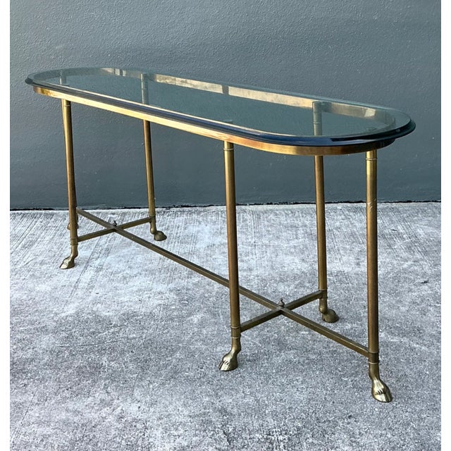 Vintage Brass Hoof Console Table For Sale - Image 9 of 12