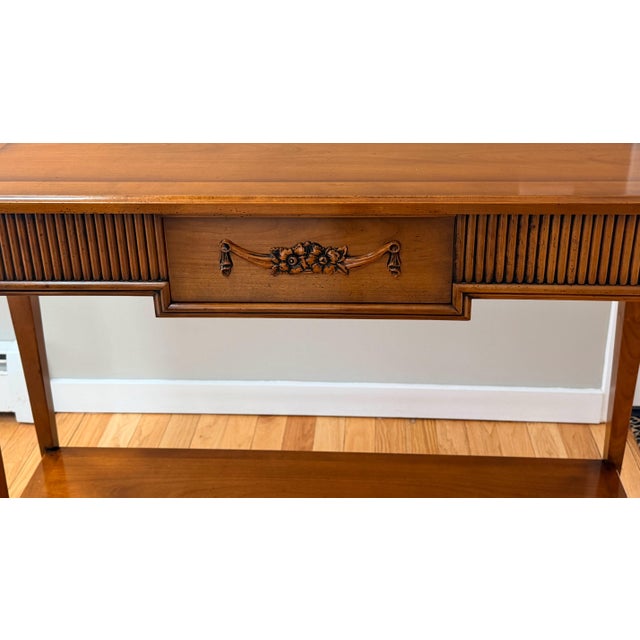 Brown Italian Mid-Century Console Table With Reeded Detail For Sale - Image 8 of 12