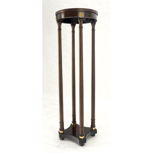 Baker Dark Mahogany 13" Round Neoclassical Pedestal Plant Lamp Stand Table MINT For Sale - Image 9 of 13