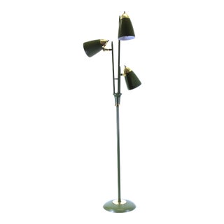 Mid-Century Modern Green Enameled Floor Lamp For Sale