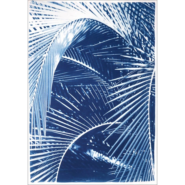 2021 "Tropical Palm Branches" Handmade Cyanotype Print on Watercolor Paper by Kind of Cyan For Sale - Image 11 of 11