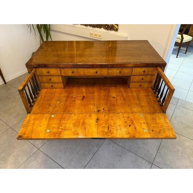 Antique Biedermeier Writing Desk in Walnut For Sale - Image 14 of 18