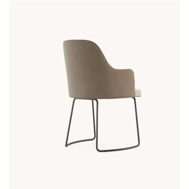 Contemporary Anna Chair with Armrest and Metal Baseboard by Domkapa For Sale - Image 3 of 6