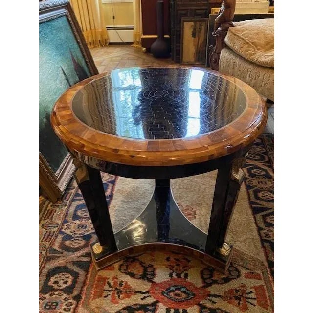 Black Maitland-Smith 1980s Faux Tortoise Shell Egyptian Revival Drinks Table For Sale - Image 8 of 8