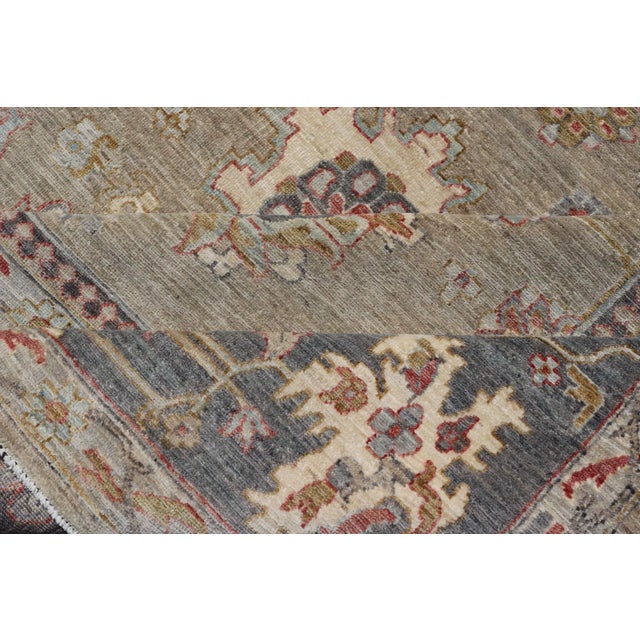 Large All-Over Designed Tabriz With a Yellow-Taupe Background and Muted Colors For Sale - Image 11 of 12