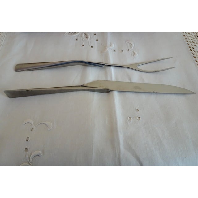 Silver Mid-Century Stainless Steel Carving Set With Box For Sale - Image 8 of 8