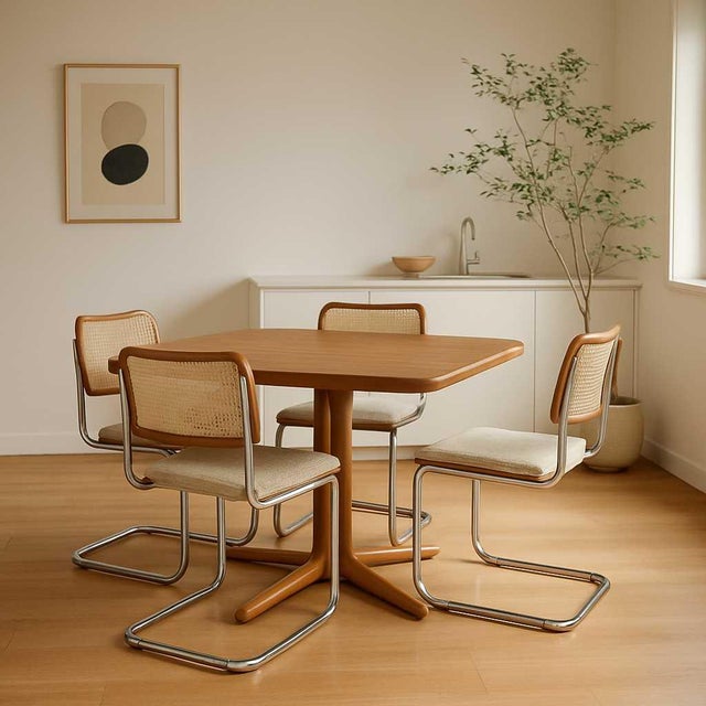 Wood Refinished Scandinavian Modern Teak Square Dining Table, Mid-Century For Sale - Image 7 of 18